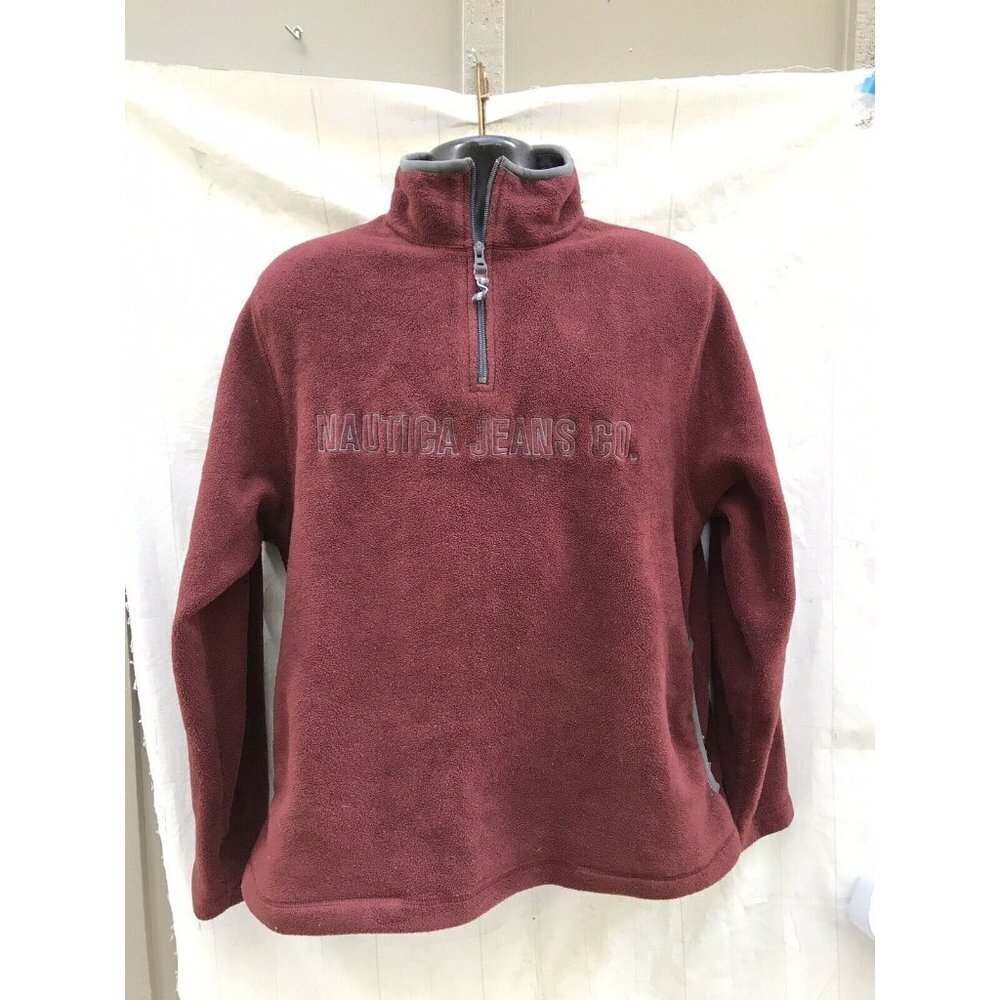 Vintage Nautica 1/4 Zip Fleece Pullover Jacket Pockets Mens Sz L Made In USA